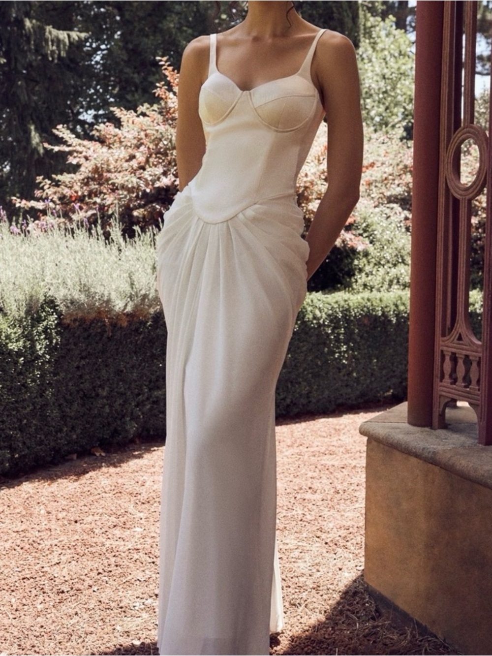 Meshki Leila Satin Corset Maxi Dress Ivory